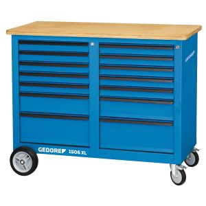 banco di lavoro mobile largo 1,25 m con 2x 7 cassetti