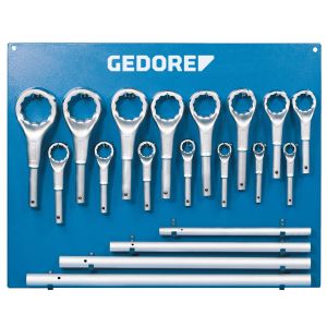 Single ended ring spanner set 19 pcs 24-85 mm
