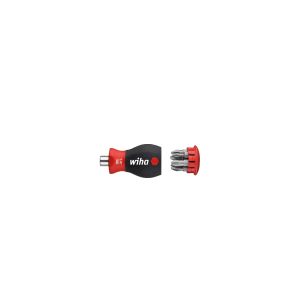 Wiha Screwdriver with bit magazine magnetic Pozidriv, Phillips with 6 bits, Stubby, 1/4"  (33741)