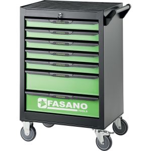 Carrello porta utensili mod. FG 101 con top in gomma a 7 cassetti